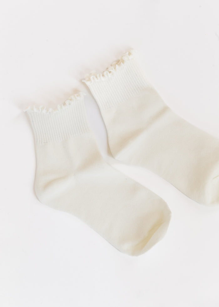 Solid Color Ruffle Ankle Socks Accessories