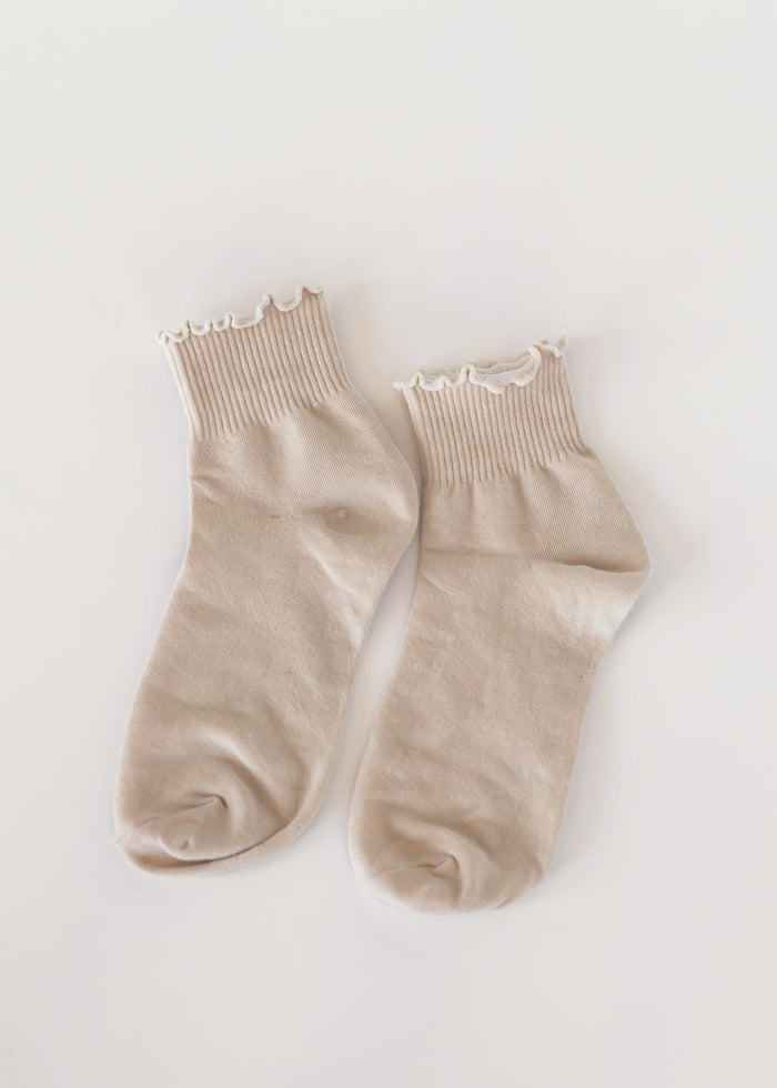 Solid Color Ruffle Ankle Socks Accessories