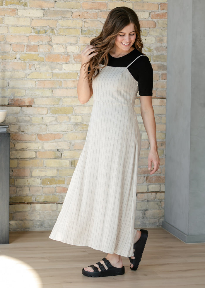 Spaghetti Strap Pinstripe Maxi Dress FF Dresses