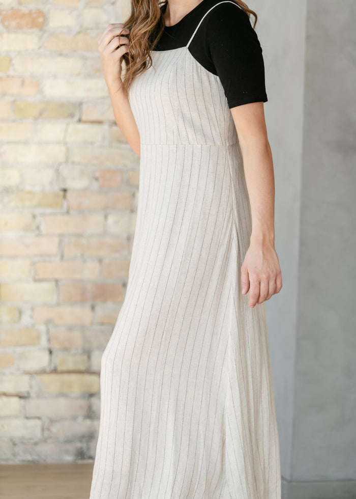 Spaghetti Strap Pinstripe Maxi Dress FF Dresses