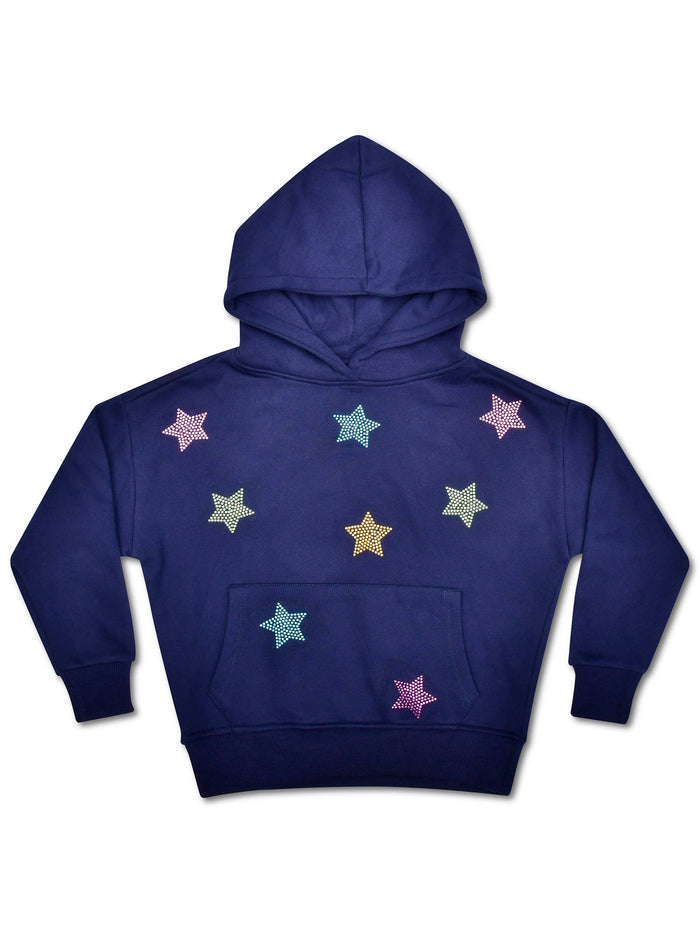 Sparkling Stars Navy Hoodie Sweatshirt (Small (6-8))