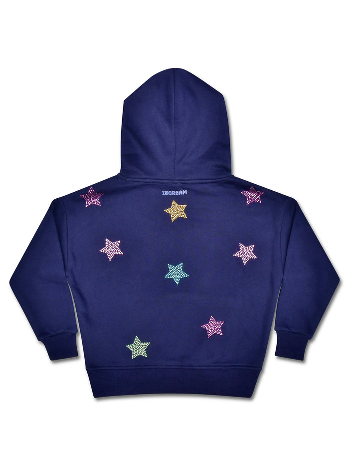 Sparkling Stars Navy Hoodie Sweatshirt (Small (6-8))