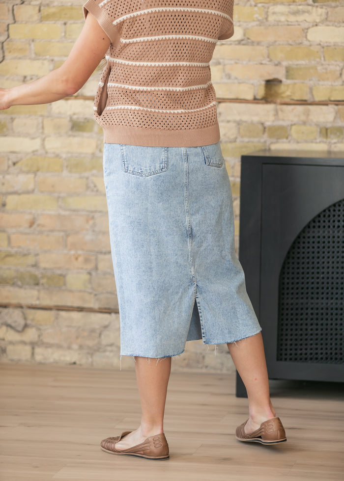 Square Pocket Denim Midi Skirt FF Skirts