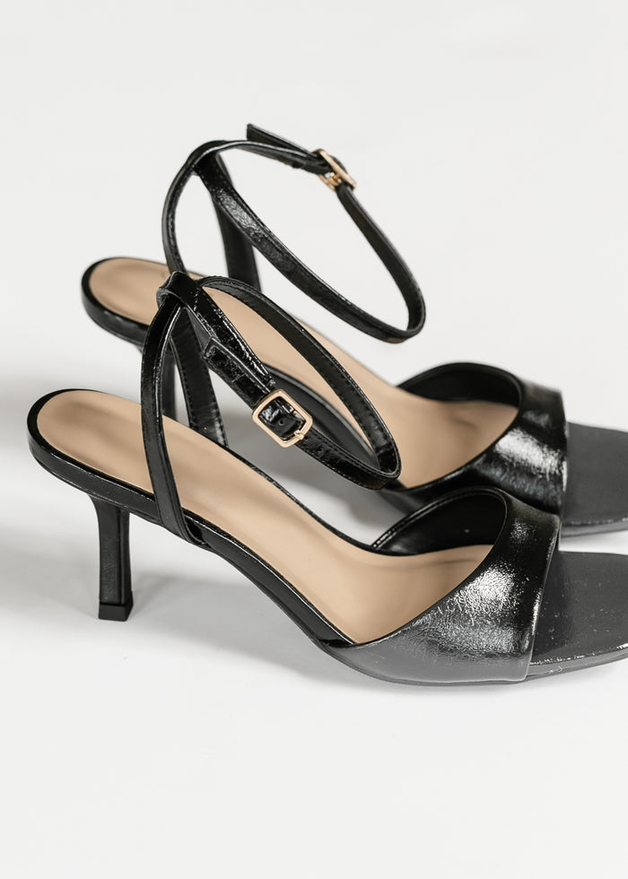 Square Toe Ankle Strap Kitten Heel Shoes