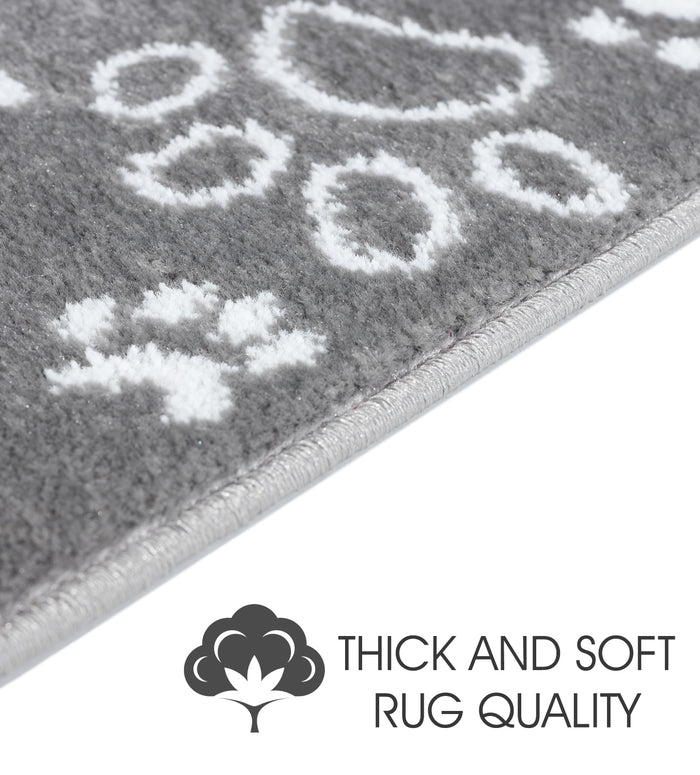 Stair Treads Rug 9"x28" Paw Collection | Gray & White