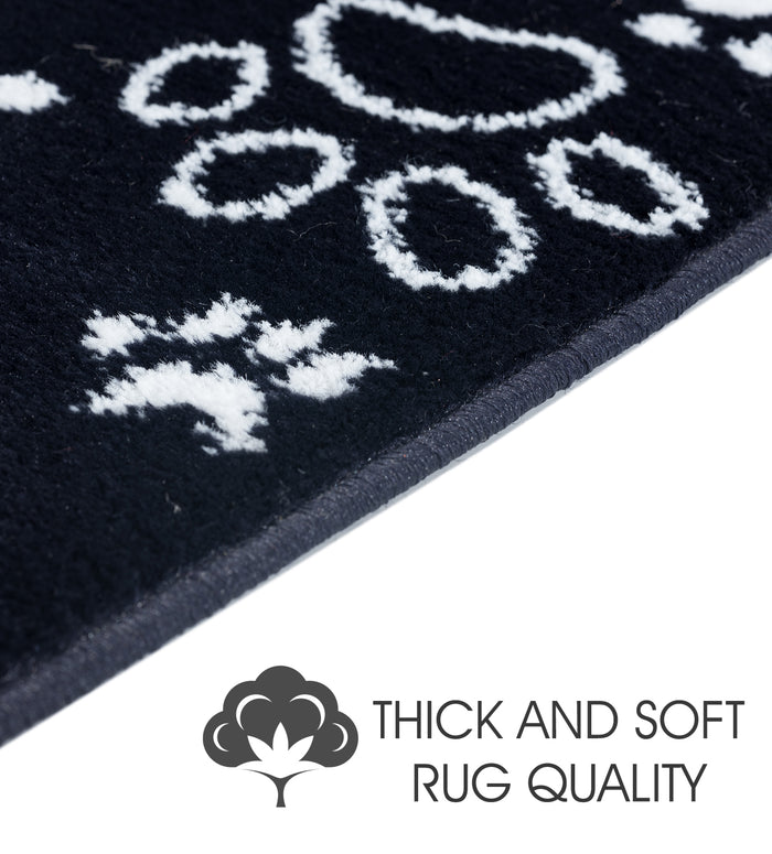 Stair Treads Rug 9"x28" Paw Collection | Navy & White