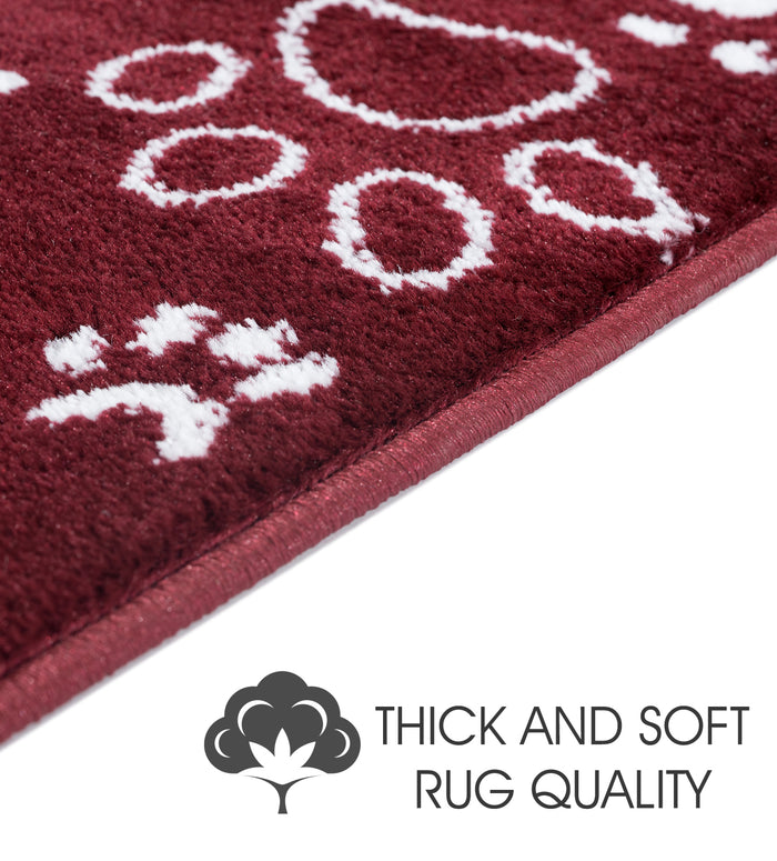 Stair Treads Rug 9"x28" Paw Collection | Red & White