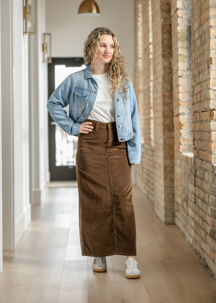 Stella Cafe Noir Corduroy Denim Maxi Skirt IC Skirts