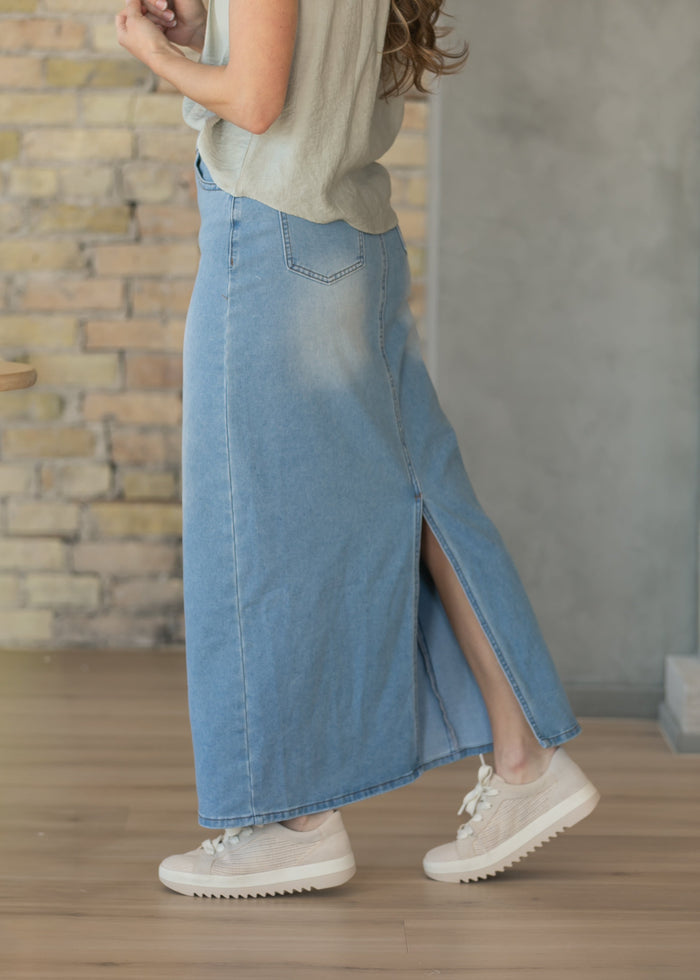 Stella Light Wash Maxi Denim Skirt IC Skirts