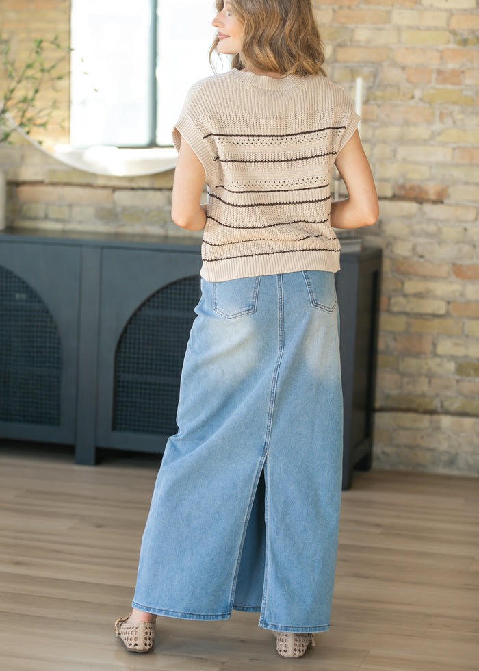 Stella Light Wash Maxi Denim Skirt IC Skirts