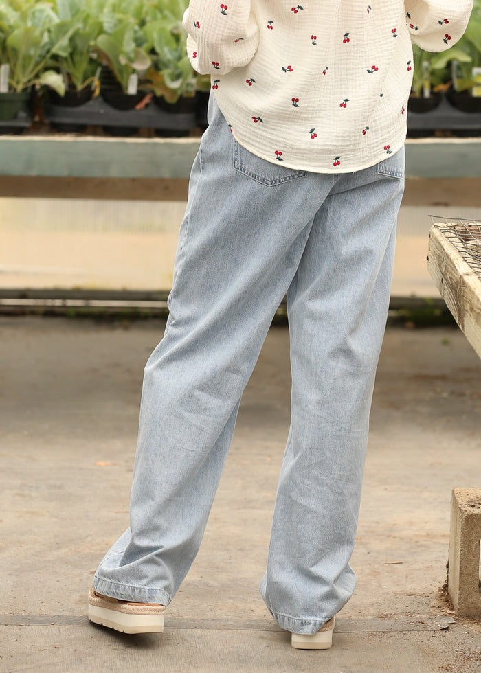 Straight Leg Drawstring Jeans FF Pants