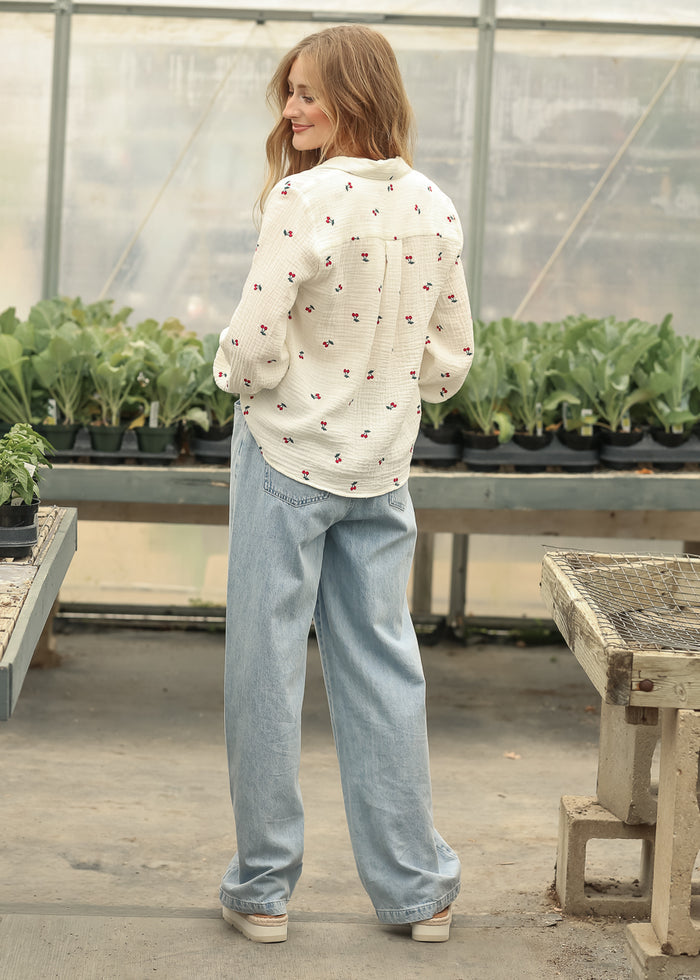 Straight Leg Drawstring Jeans FF Pants