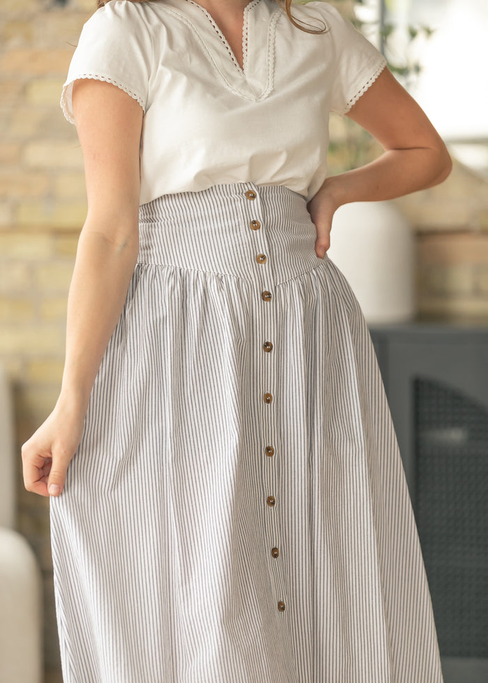 Stripe Button Down Maxi Skirt FF Skirts
