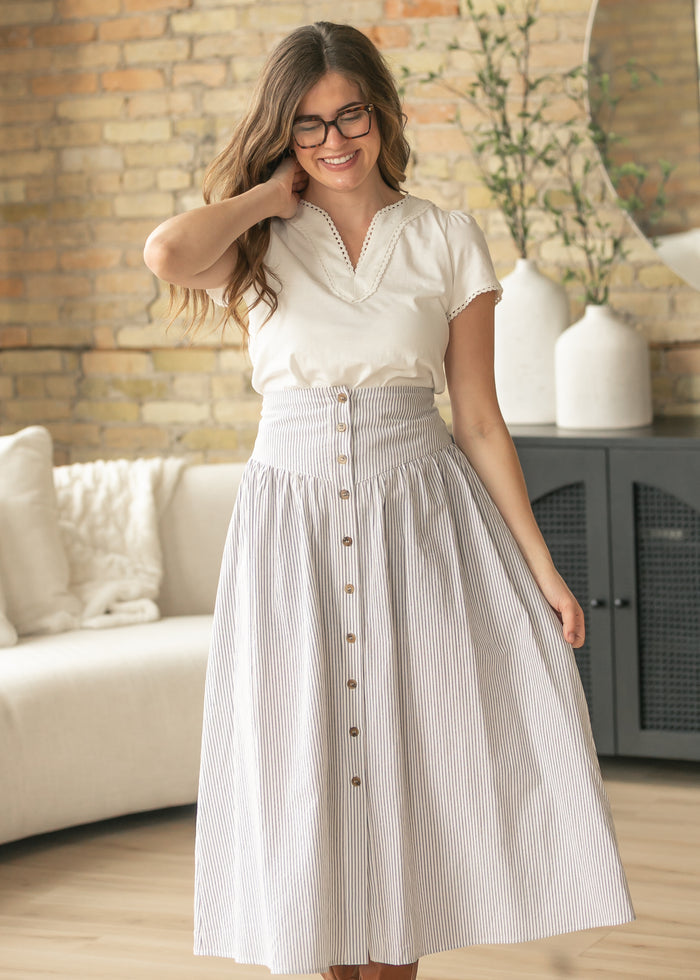 Stripe Button Down Maxi Skirt FF Skirts