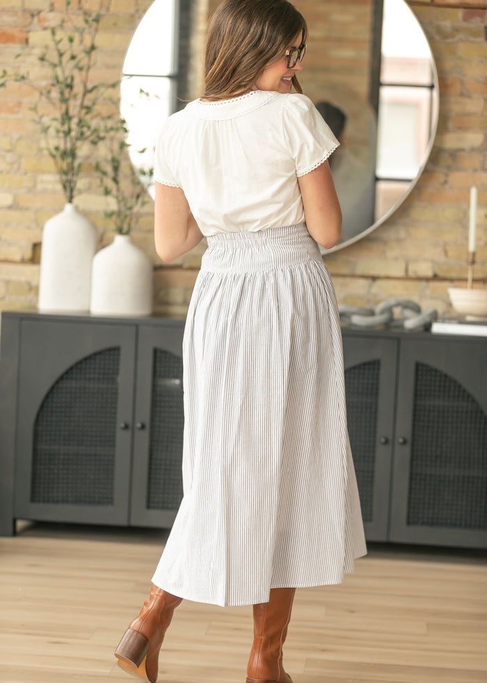 Stripe Button Down Maxi Skirt FF Skirts