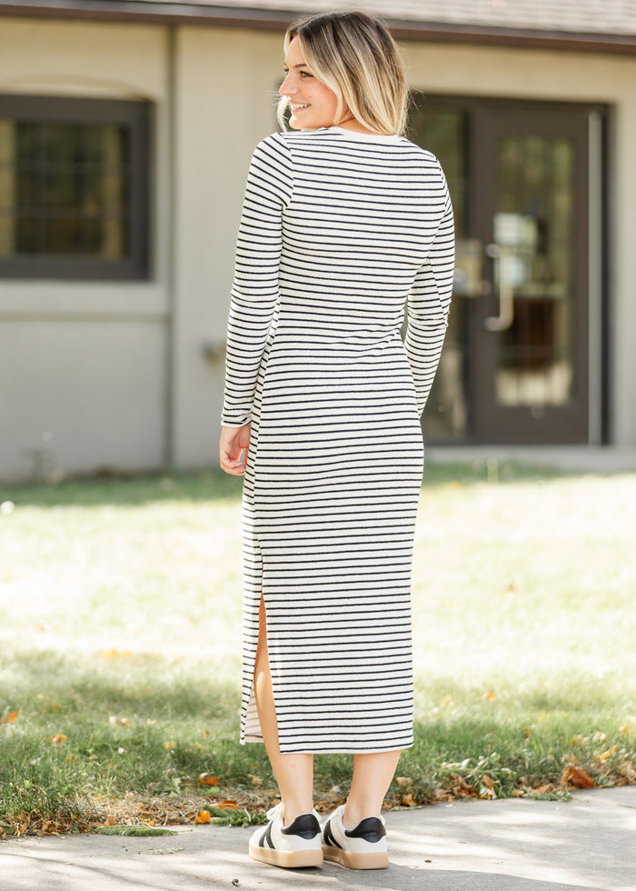 Stripe Long Sleeve Maxi Dress FF Dresses