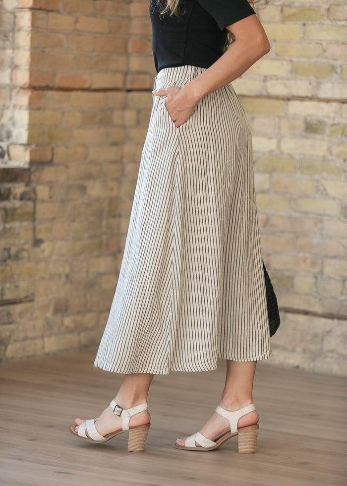 Striped Button Front Maxi Skirt FF Skirts