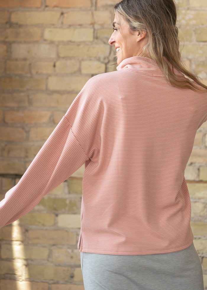 Striped Half Zip Knit Pullover FF Tops