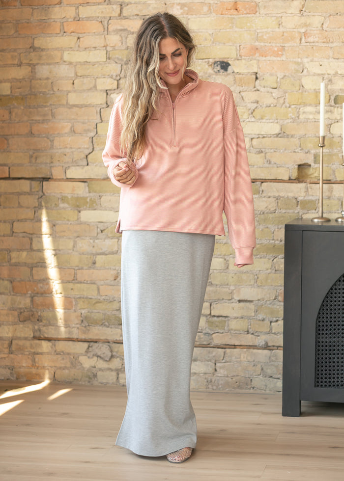 Striped Half Zip Knit Pullover FF Tops