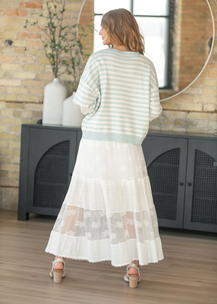 Striped Oversize Knit Sweater FF Tops