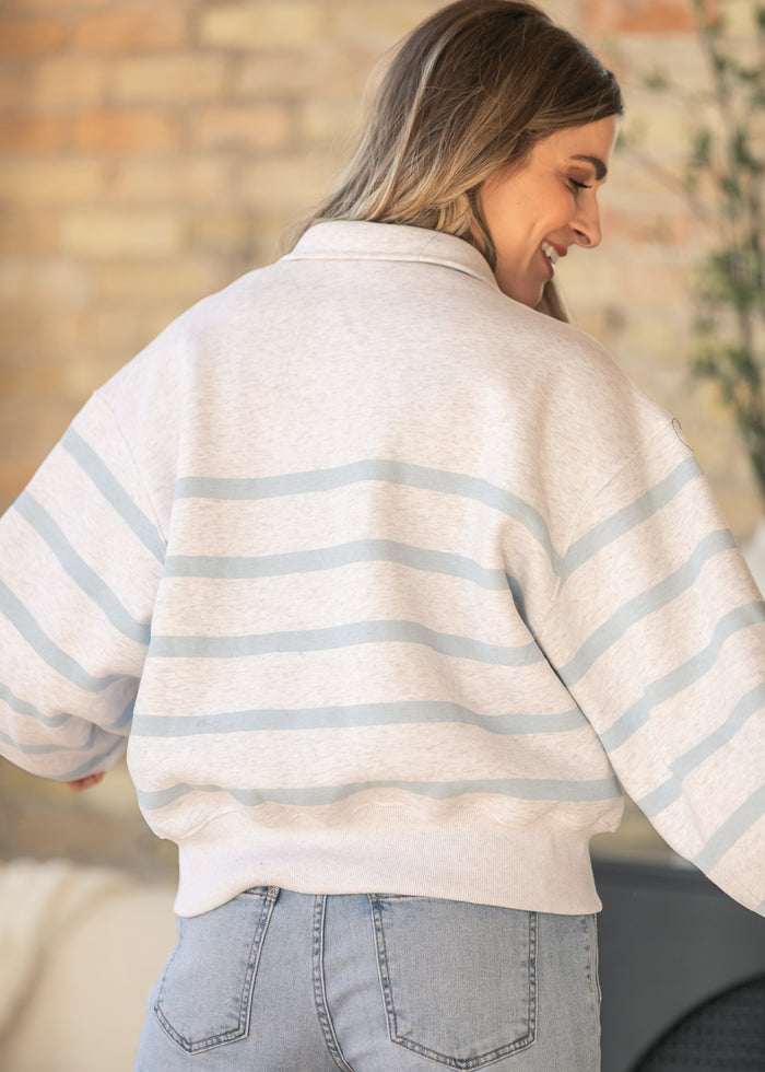 Striped Quarter Snap Pullover FF Tops