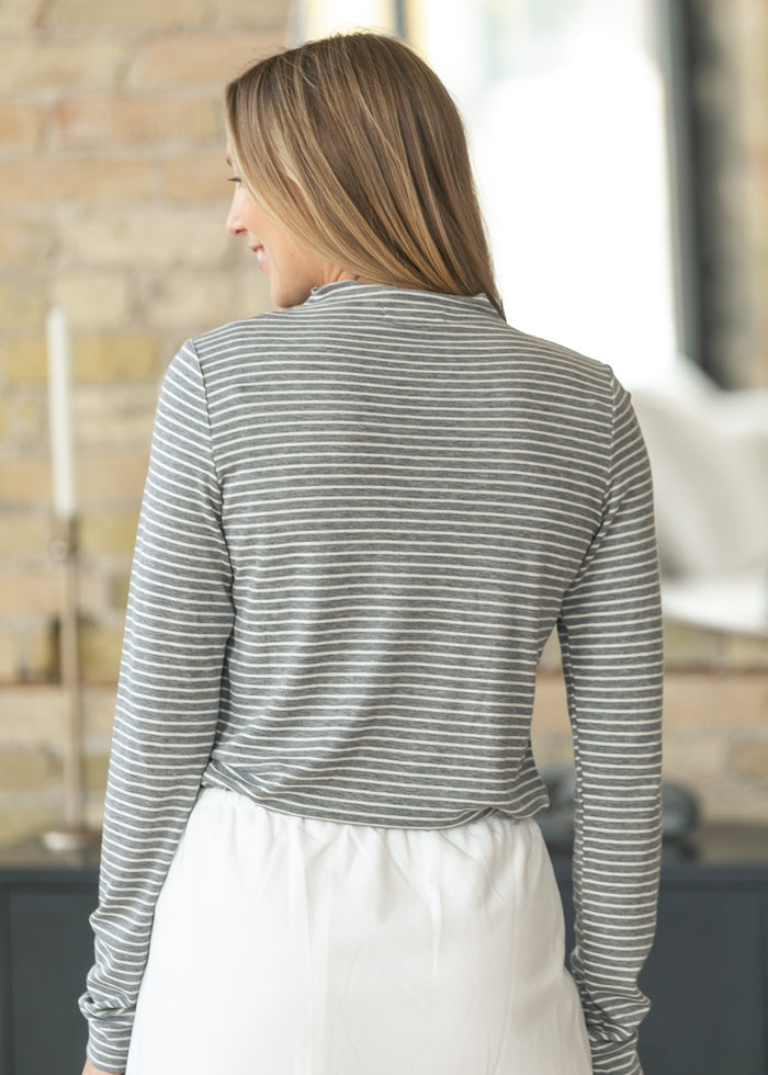 Striped Rolled Neck Knit Top FF Tops