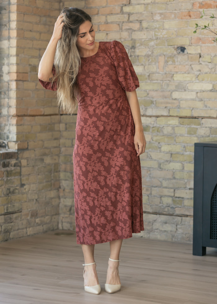 Super Soft Mulberry Floral Midi Dress FF Dresses