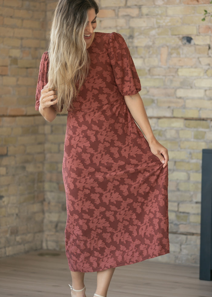 Super Soft Mulberry Floral Midi Dress FF Dresses