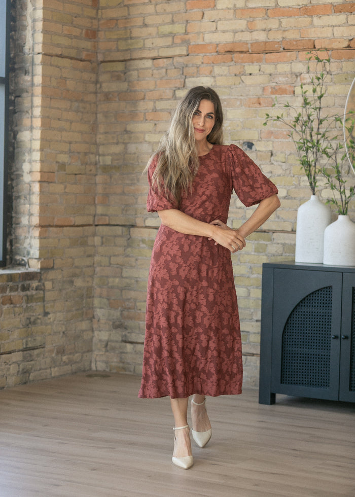 Super Soft Mulberry Floral Midi Dress FF Dresses