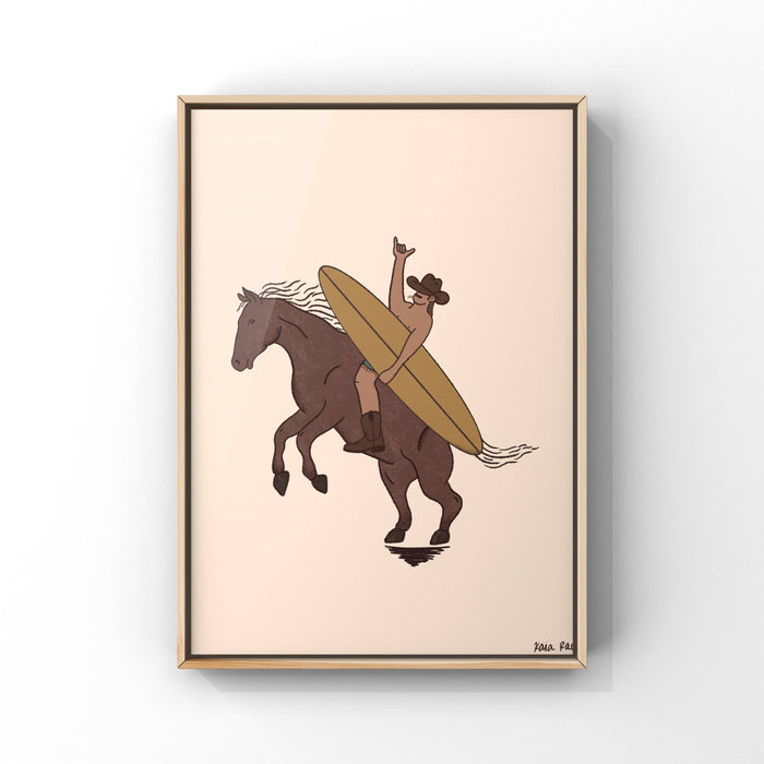 Surf Cowboy - Surf 'n' Saddle art print