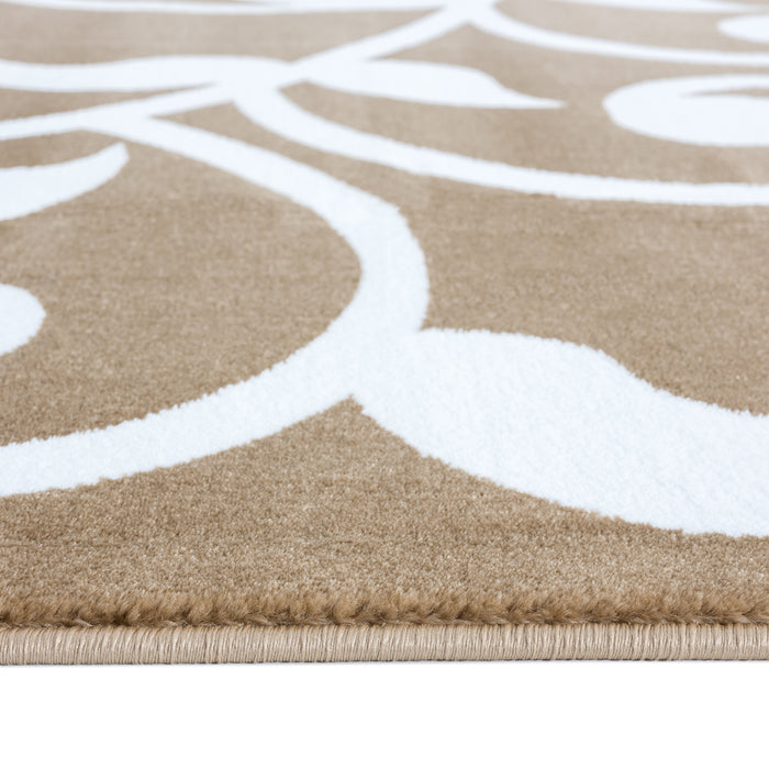 Sussexhome Beatrice Perfect Soft Area Rugs | Leaves - Beige/White