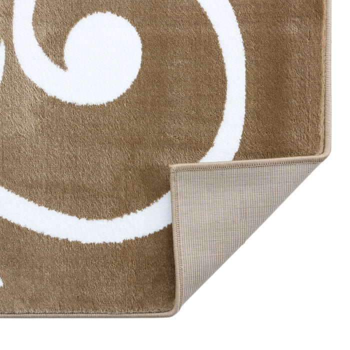 Sussexhome Beatrice Perfect Soft Area Rugs | Leaves - Beige/White