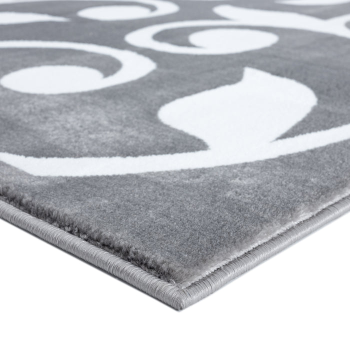 Sussexhome Beatrice Perfect Soft Area Rugs | Leaves - Gray/White