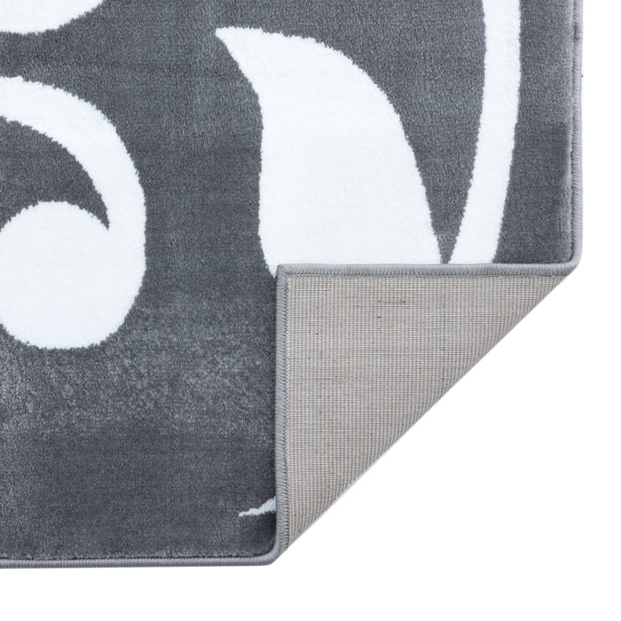 Sussexhome Beatrice Perfect Soft Area Rugs | Leaves - Gray/White