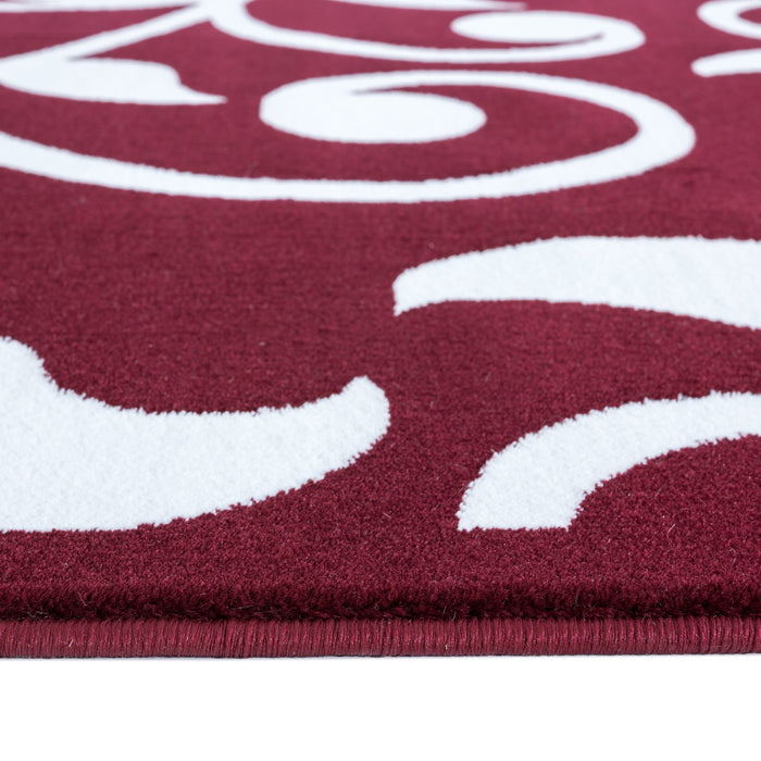 Sussexhome Beatrice Perfect Soft Area Rugs | Leaves - Red/White