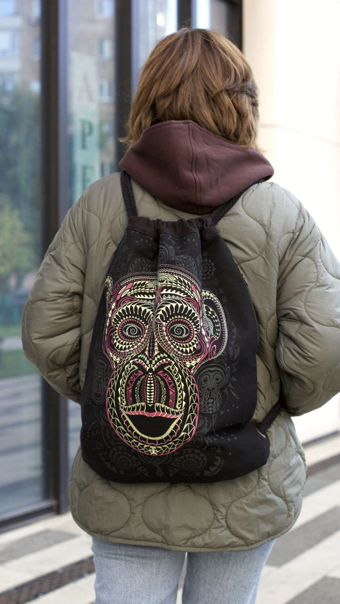 Tā Moko Drawstring Bag Drawstring Bag - Detail Close-Up by Symbolika