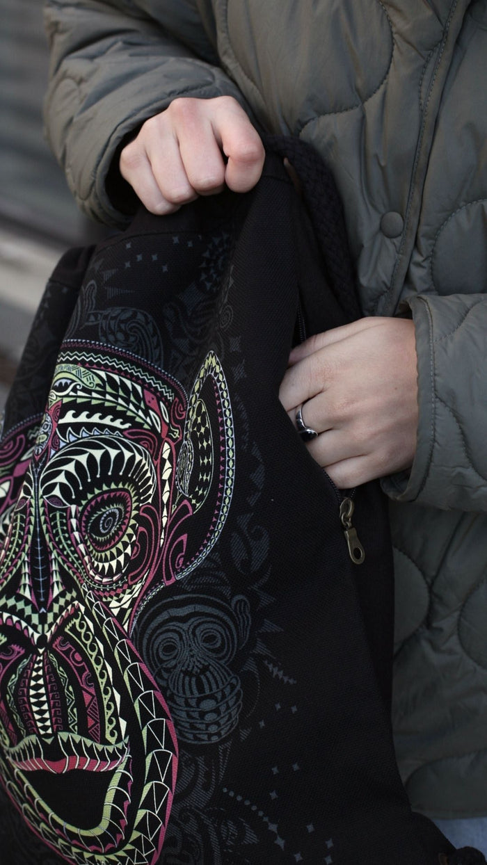 Tā Moko Drawstring Bag Drawstring Bag - Back View by Symbolika