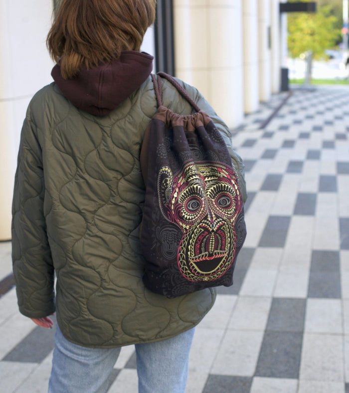 Tā Moko Drawstring Bag Drawstring Bag - Detail Close-Up by Symbolika