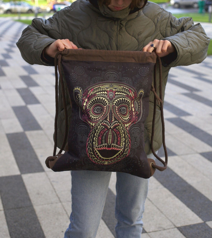 Tā Moko Drawstring Bag Drawstring Bag - Back View by Symbolika