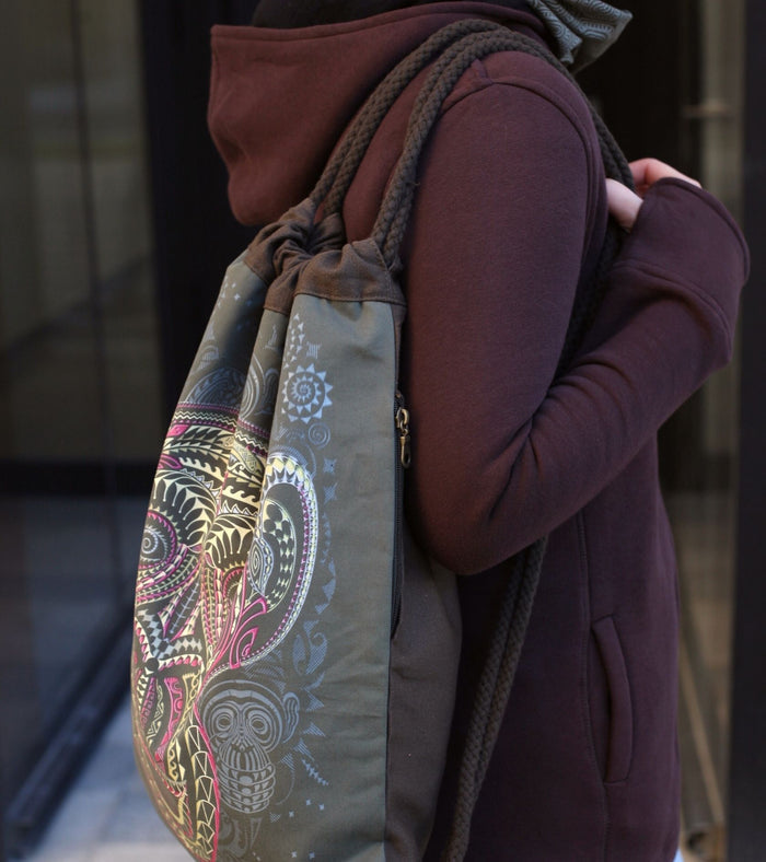 Tā Moko Drawstring Bag Drawstring Bag - Front View by Symbolika