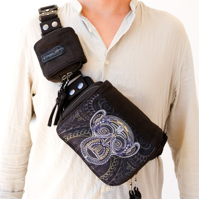 Ta Monkey psychedelic belt bag - primate mandala with spiral patterns by Symbolika
