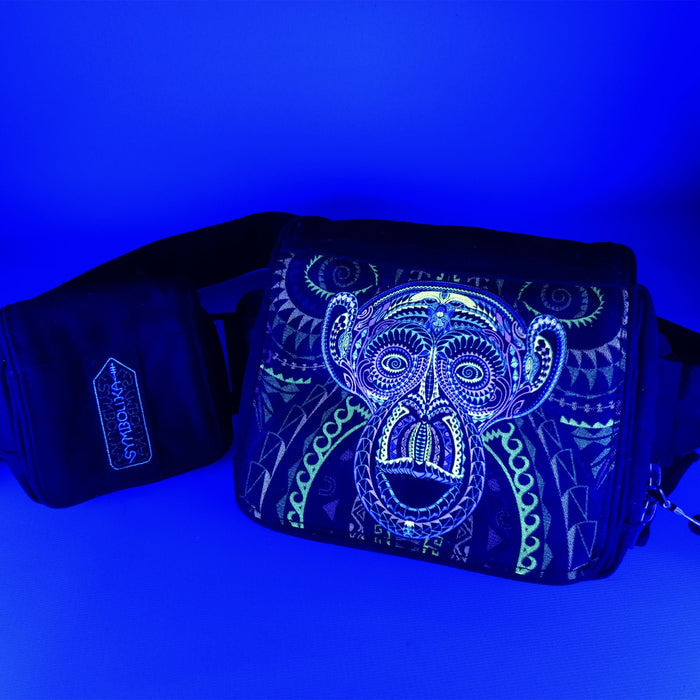 Ta Monkey Belt Bag — Psychedelic Primate Art Fanny Pack - Detail Close-Up by Symbolika