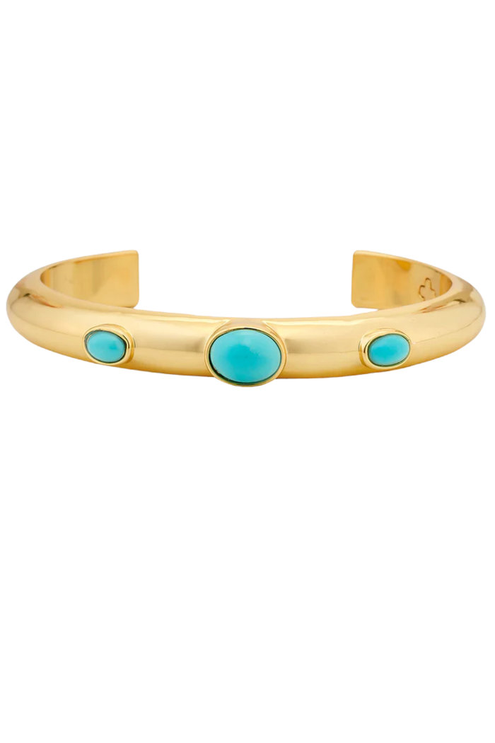Asha Talitha Cuff bracelet in gold with turquoise cabochons