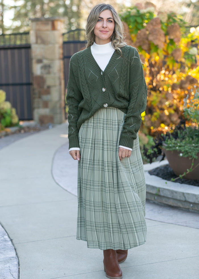 Tartan Plaid Pleated Midi Skirt FF Skirts