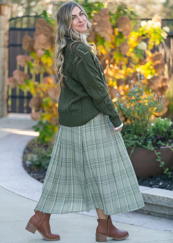 Tartan Plaid Pleated Midi Skirt FF Skirts