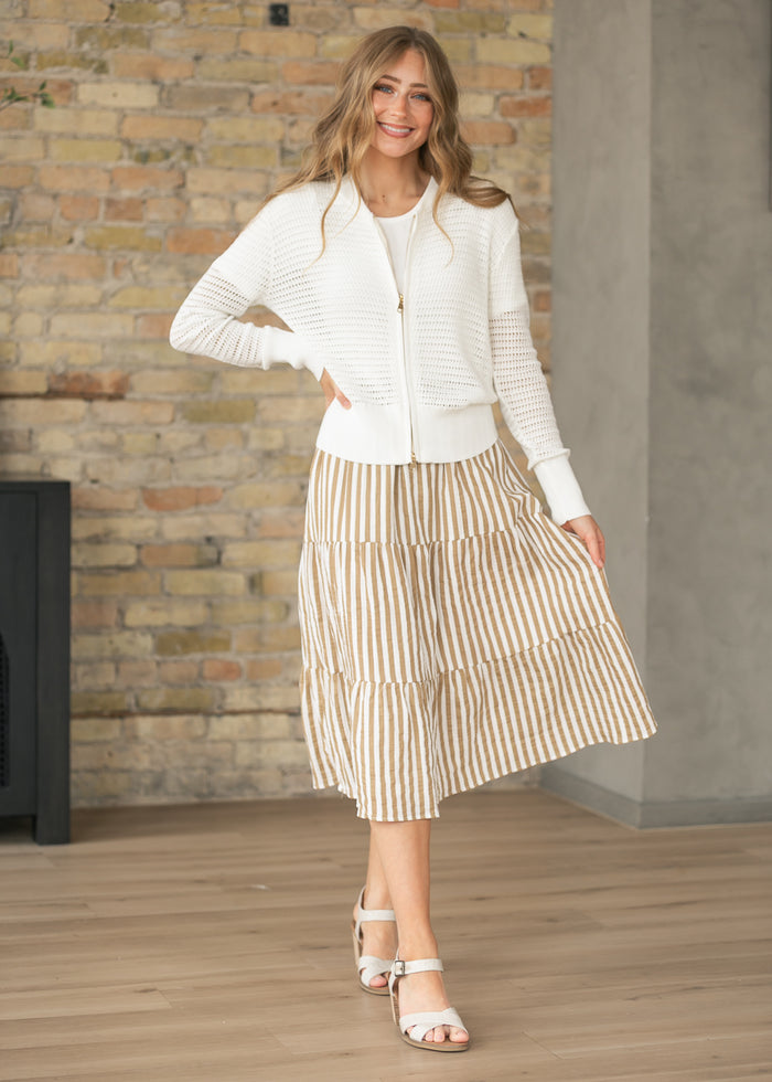 Tate Ivory Crochet Open Knit Cardigan IC Layering Essentials