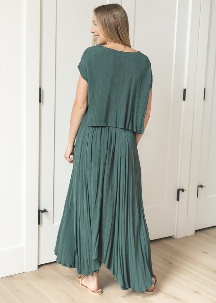 Teal Gauze Maxi Skirt & Top Set FF Tops