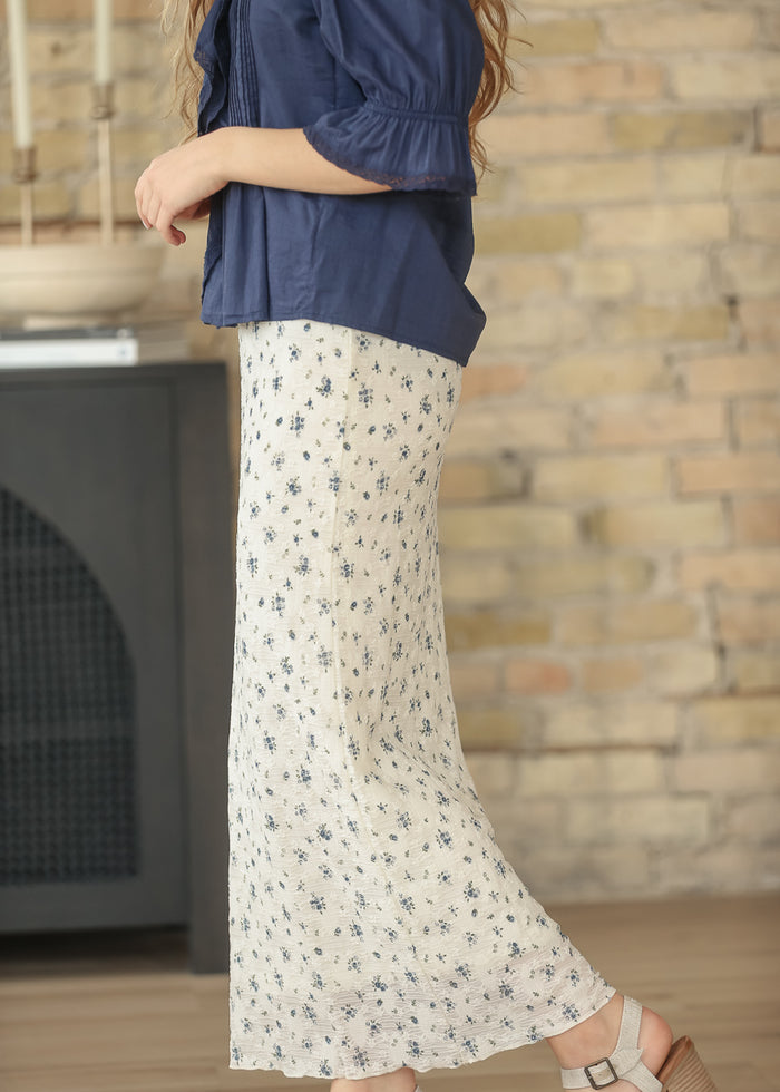 Textured Blue Floral Maxi Skirt - FINAL SALE FF Skirts