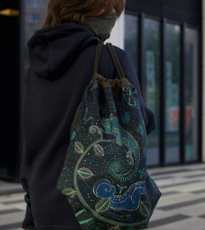 The Blueprint Drawstring Bag - Detail Close-Up by Symbolika