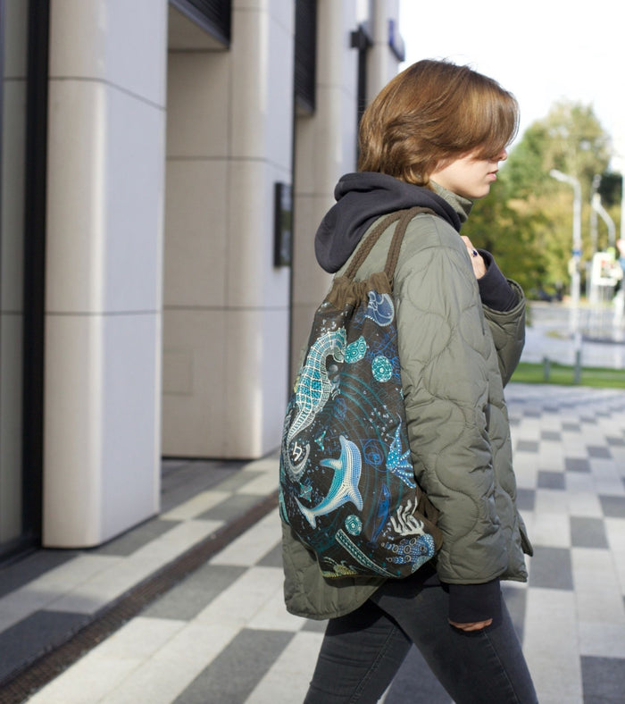 The Blueprint Drawstring Bag - Front View by Symbolika